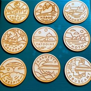 NWOT- Wooden Star Wars planet coasters